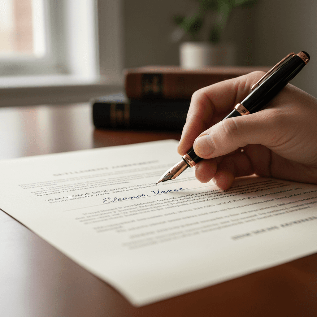 Hands signing legal documents